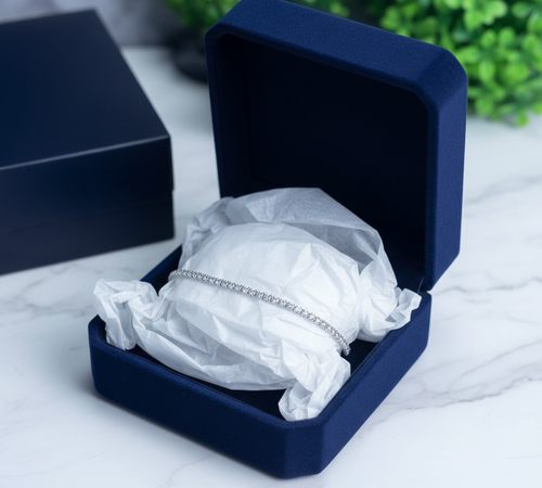 Elegant Crystal Tennis Bracelet - Silver Tone