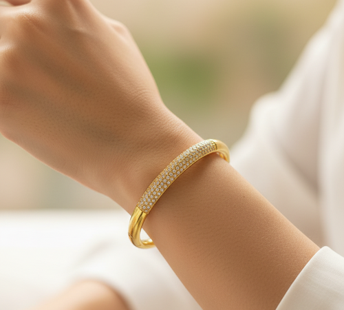 Elegant Stainless Steel Bangle with Screw Design