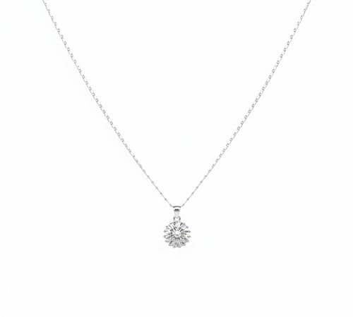 Silver Crystal Circle Necklace