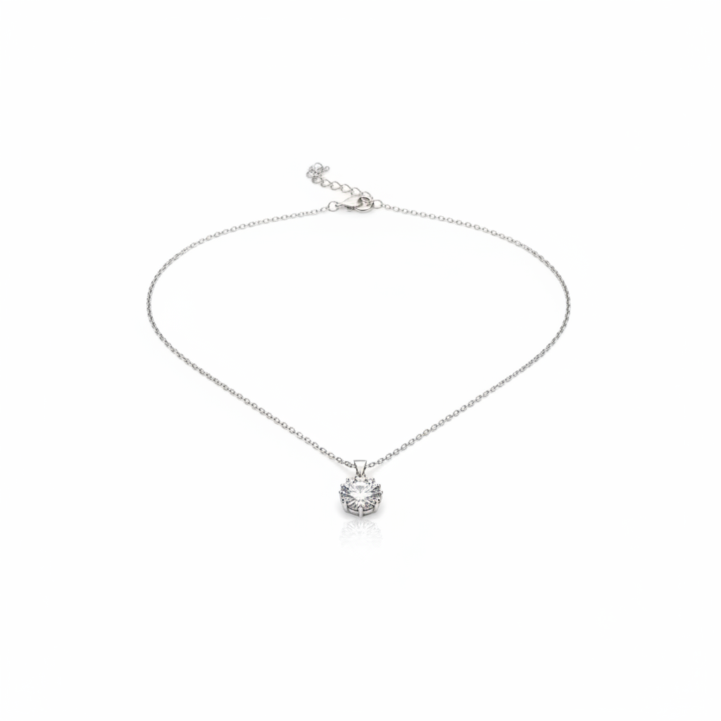 Silver Crystal Circle Necklace