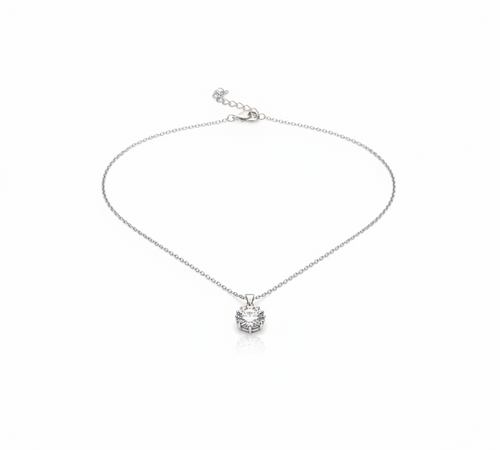 Silver Crystal Circle Necklace