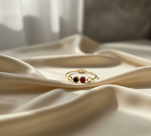 Luxe Black Stone Gold Cuff Bracelet