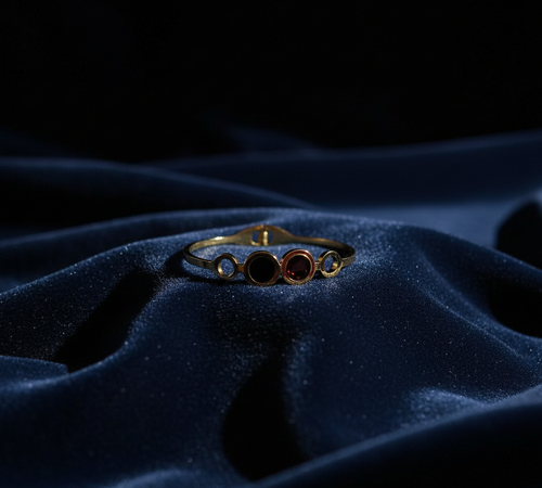 Luxe Black Stone Gold Cuff Bracelet