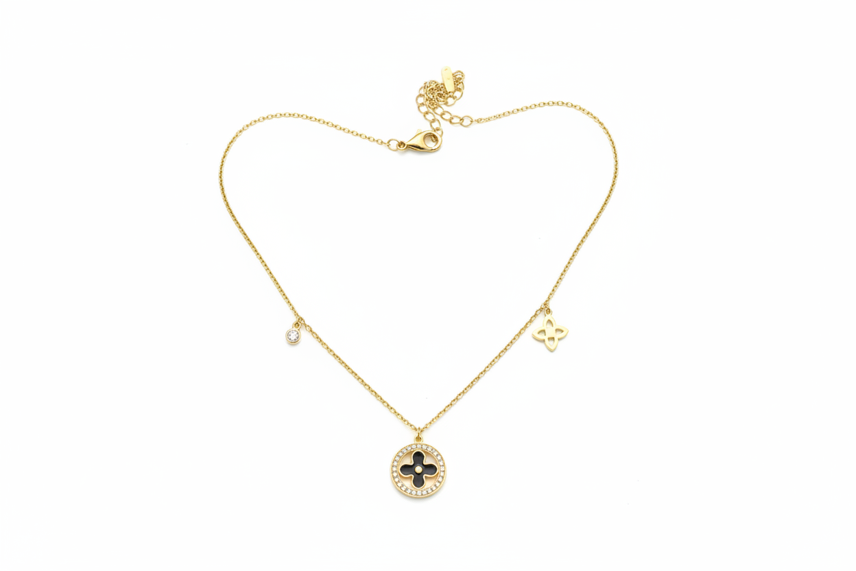Gold Designer Charm Necklace