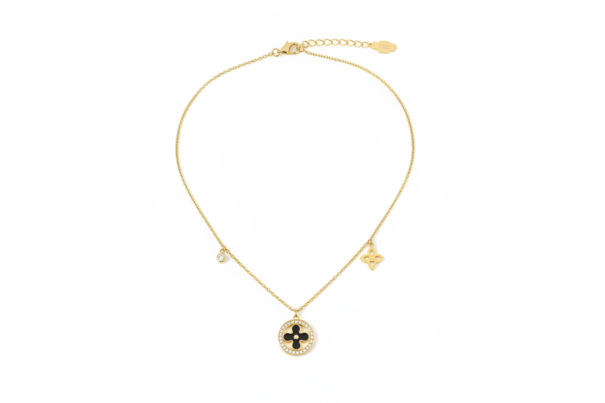 Gold Designer Charm Necklace