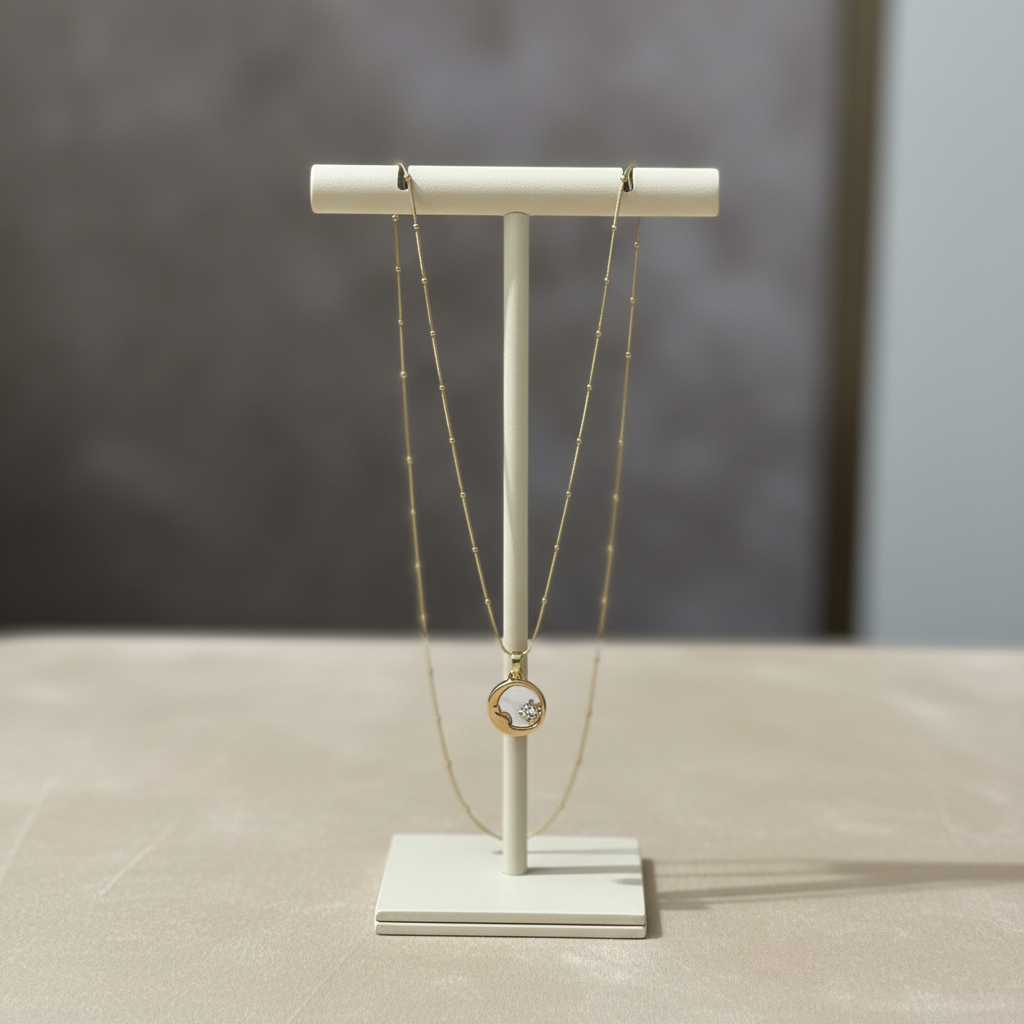 Crystal Solitaire Pendant Necklace - Gold Tone Bezel Setting