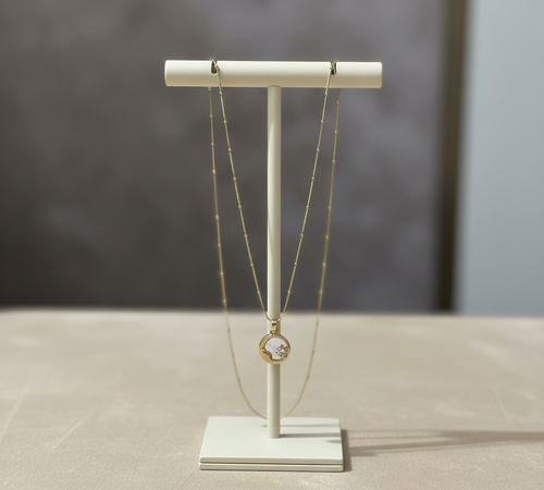 Crystal Solitaire Pendant Necklace - Gold Tone Bezel Setting