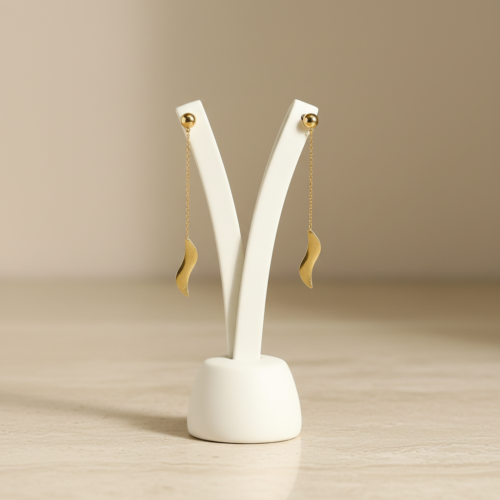 Fluid Wave Drop Earrings - Gold Tone"