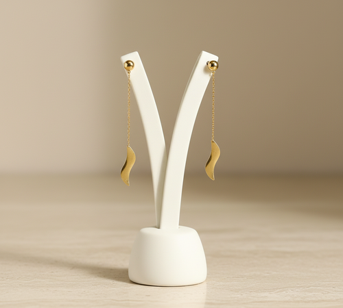 Fluid Wave Drop Earrings - Gold Tone"