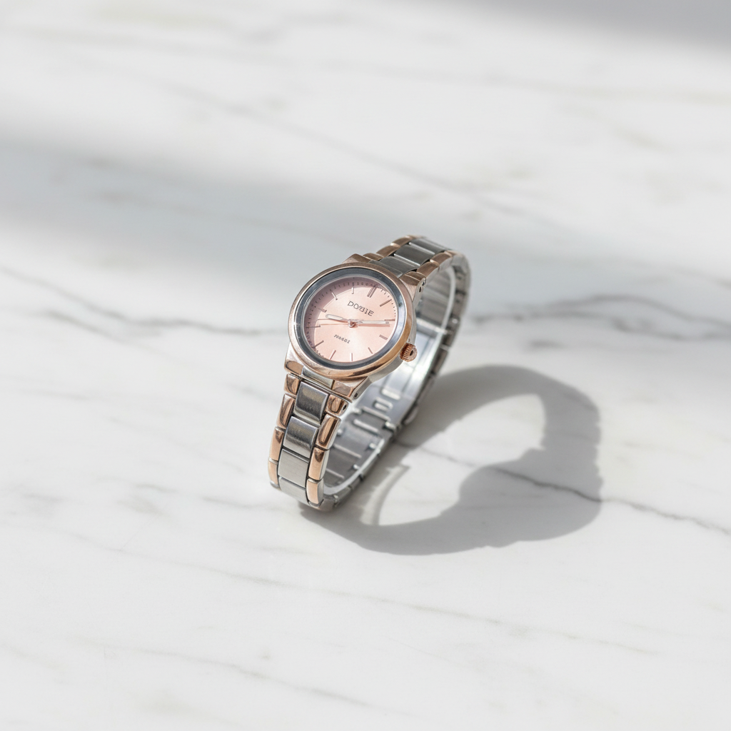 Two-Tone Watch - Rose Pink Dial with Mixed Metal Bracelet