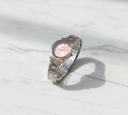 Two-Tone Watch - Rose Pink Dial with Mixed Metal Bracelet