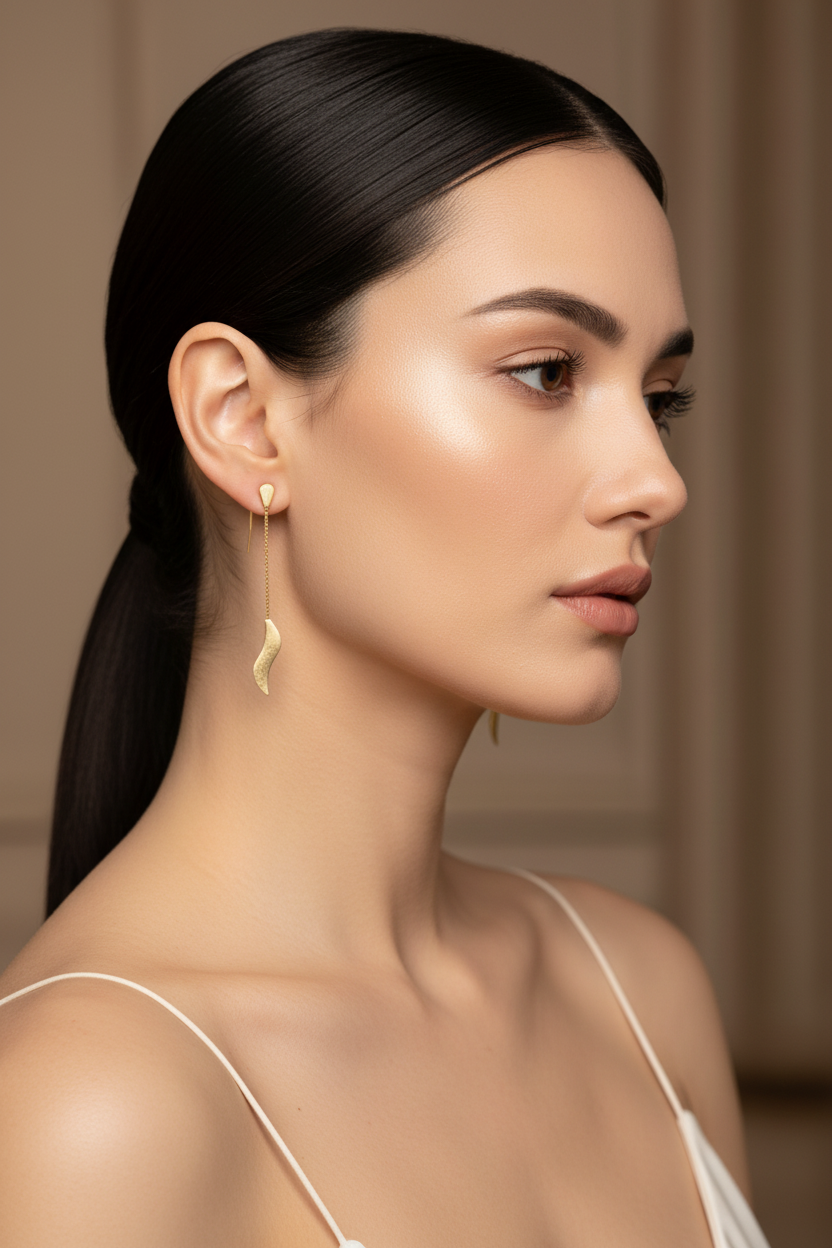 Fluid Wave Drop Earrings - Gold Tone"