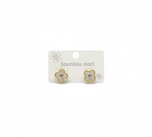 Delicate Gold Flower Stud Earrings - Crystal Center Floral Studs
