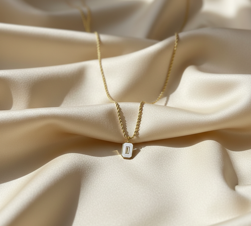 Initial Pendant Necklace - Personalized Gold Tone Enamel Charm