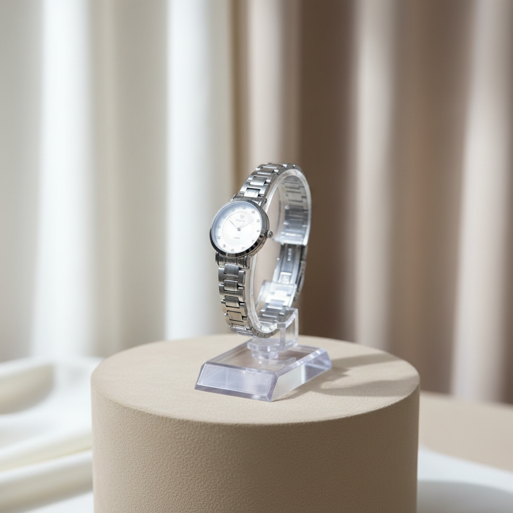 Silver-Tone Watch - Textured Dial with Stainless Steel Bracelet